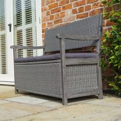 Rowlinson Alderley Rattan Storage Bench 2 Seat Grey -Plants Sale WICKBENCH Alderley20storage20bench 03