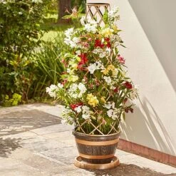 Wooden Barrel Effect Tower Pot -Plants Sale WOOD KB0330 NOW1