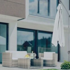 Idooka 300cm Grey Cantilever Garden Parasol - Patio Umbrella & Sun Shade 27 Idooka 300cm Grey Cantilever Garden Parasol - Patio Umbrella & Sun Shade -Plants Sale Windy1