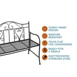 Idooka Folding Metal Bench With Heart Design -Plants Sale X77000110.KeyFeatures
