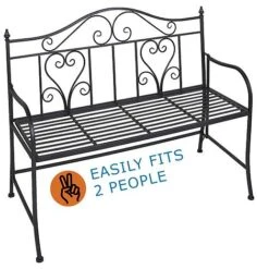 Idooka Folding Metal Bench With Heart Design -Plants Sale X77000110.TwoPeople