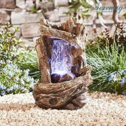 Serenity Table-top Tree Trunk Waterfall Water Feature -Plants Sale g3964