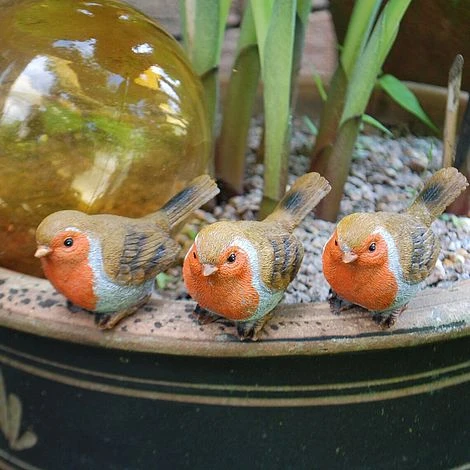 3 Pot Topping Robin Bird Garden Ornaments 3 3 Pot Topping Robin Bird Garden Ornaments
