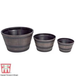Wooden Barrel Effect Planter – Small -Plants Sale wood bar2