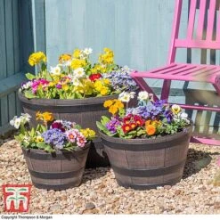 Wooden Barrel Effect Planter – Medium -Plants Sale wood bar3