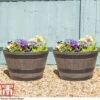 Wooden Barrel Effect Planter – Medium -Plants Sale wood med2